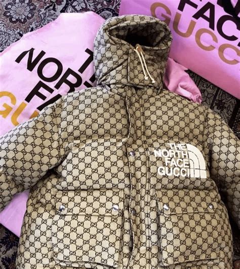 puffer north face gucci coat|Gucci north face hoodie brown.